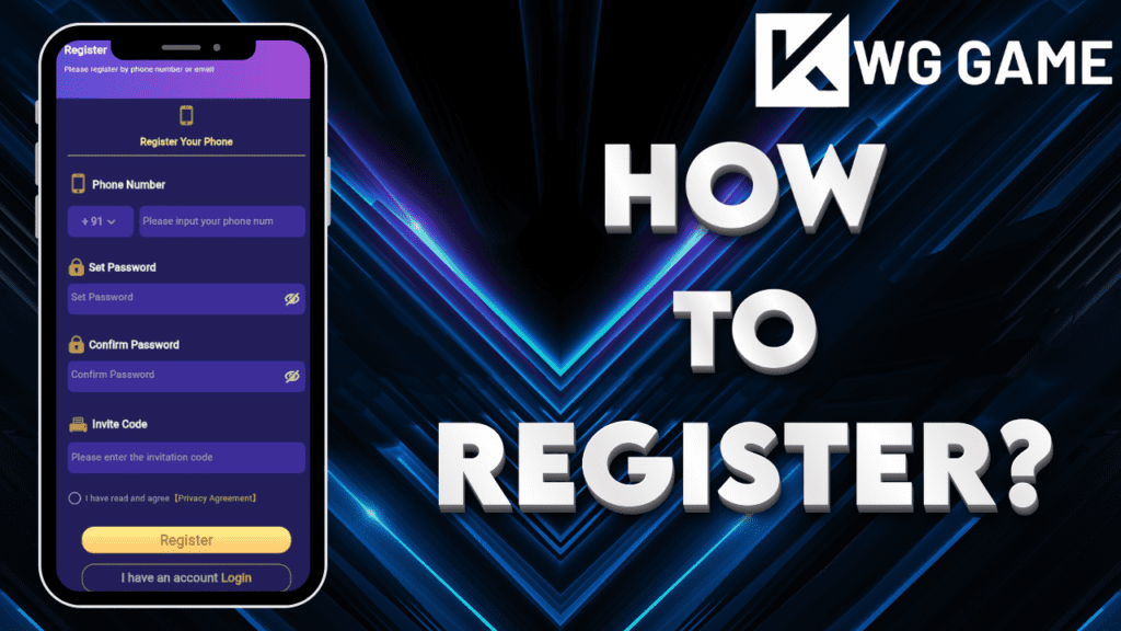 KWG Game registration page with simple and user-friendly design for easy sign-up