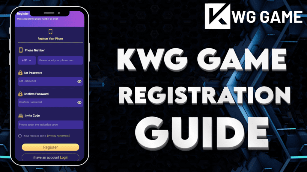 KWG Game registration page with simple and user-friendly design for easy sign-up.