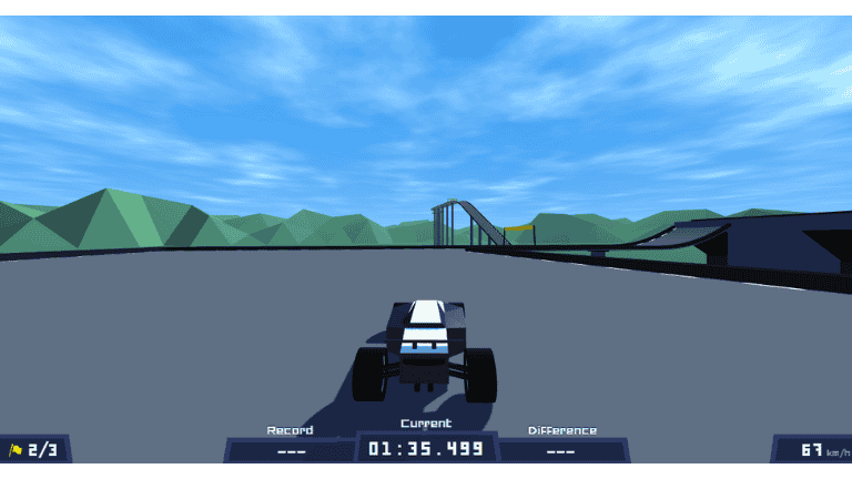 Player customizing a car in PolyTrack’s low-poly design interface.