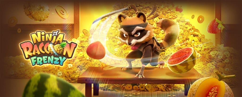 "A raccoon dressed as a ninja, leaping through a mystical Japanese forest with glowing shurikens and falling cherry blossom petals."